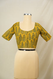 Mustard HBP Ajrakh Cotton Blouse - SRMACB38