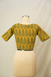 Mustard HBP Ajrakh Cotton Blouse - SRMACB38