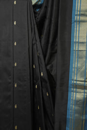 Black Silk Paithani Saree - SRBSPS789