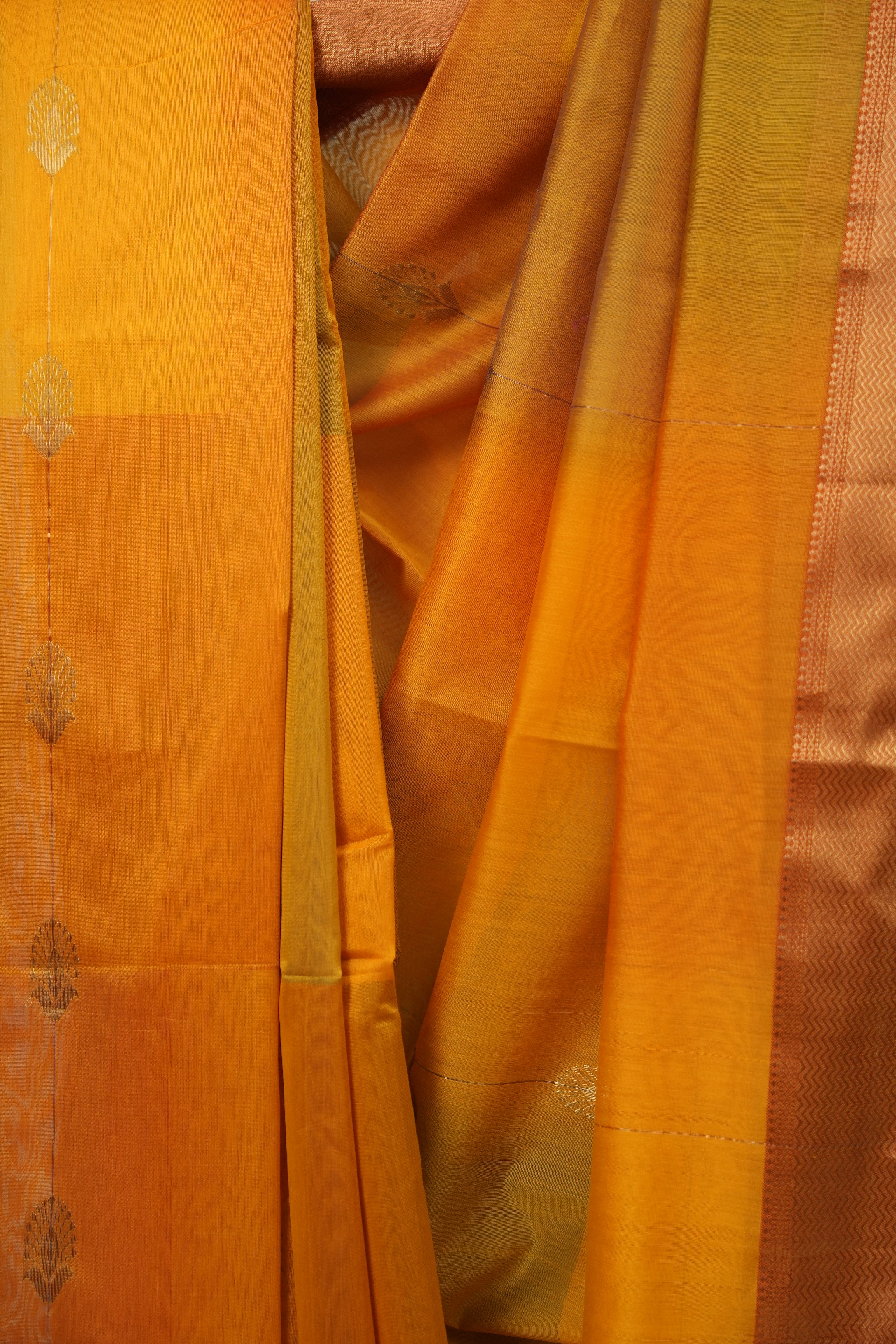 Two Tone Yellow Maheshwari Saree - SRTTYMS1284