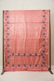 Pink Machine Embroidered Tussar Silk Saree - SRPMETSS1512