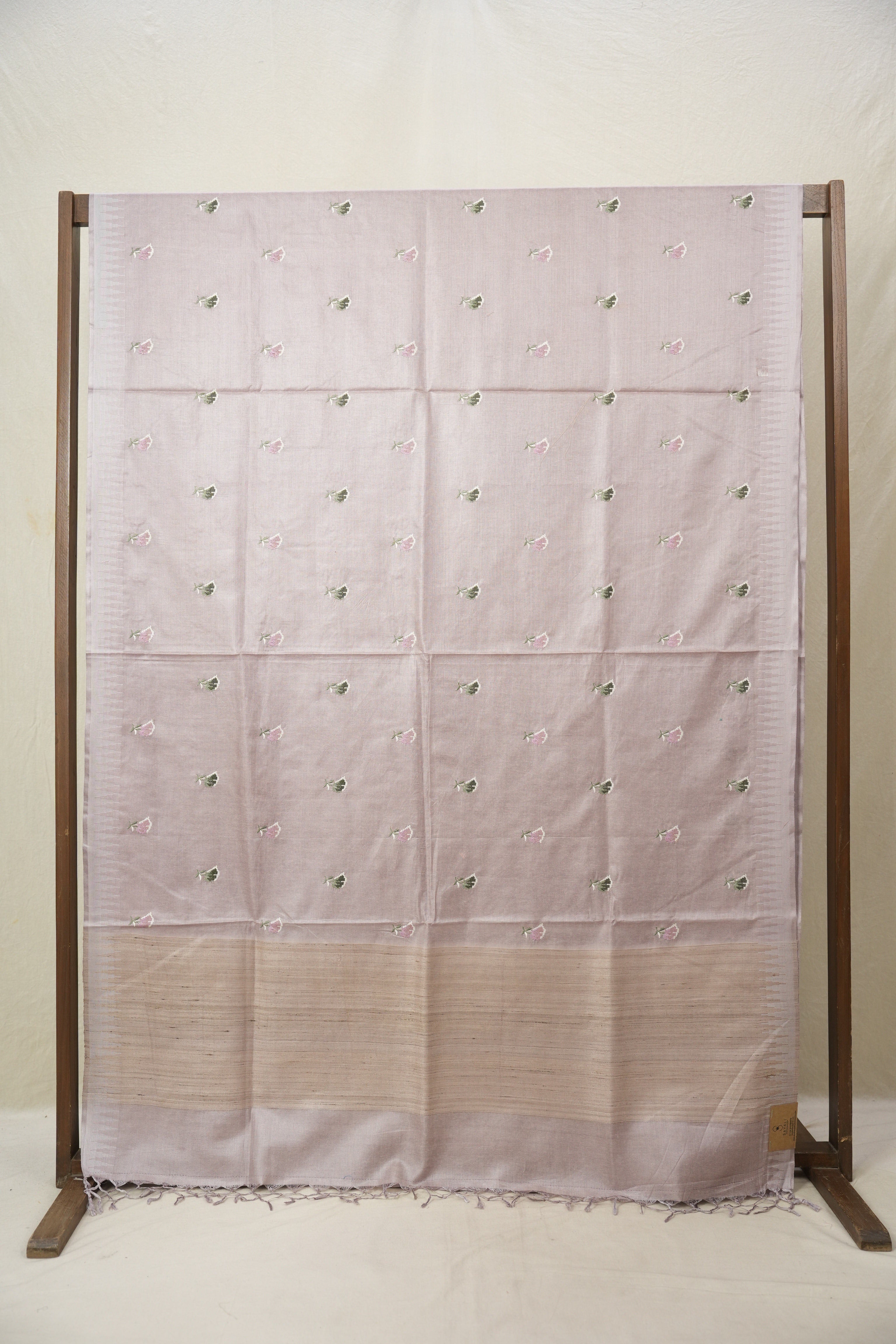 Pastel Lilac Machine Embroidered Tussar Silk Saree - SRPLMETSS1515