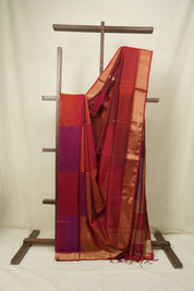 Two Tone Red Maheshwari Saree - SRTTRMS1283