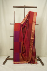 Two Tone Red Maheshwari Saree - SRTTRMS1283
