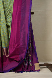 Blue Yellow Checks Pochampalli Silk Ikat Saree - SRBYCPSIS226