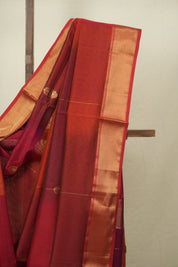 Two Tone Red Maheshwari Saree - SRTTRMS1283