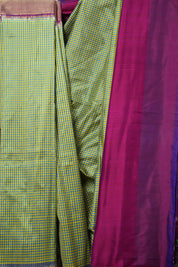 Blue Yellow Checks Pochampalli Silk Ikat Saree - SRBYCPSIS226