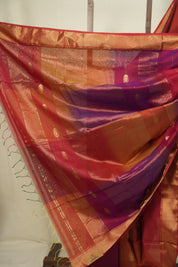 Two Tone Red Maheshwari Saree - SRTTRMS1283