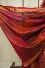 Two Tone Red Maheshwari Saree - SRTTRMS1283