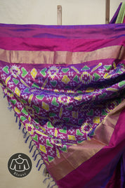 Blue Yellow Checks Pochampalli Silk Ikat Saree - SRBYCPSIS226