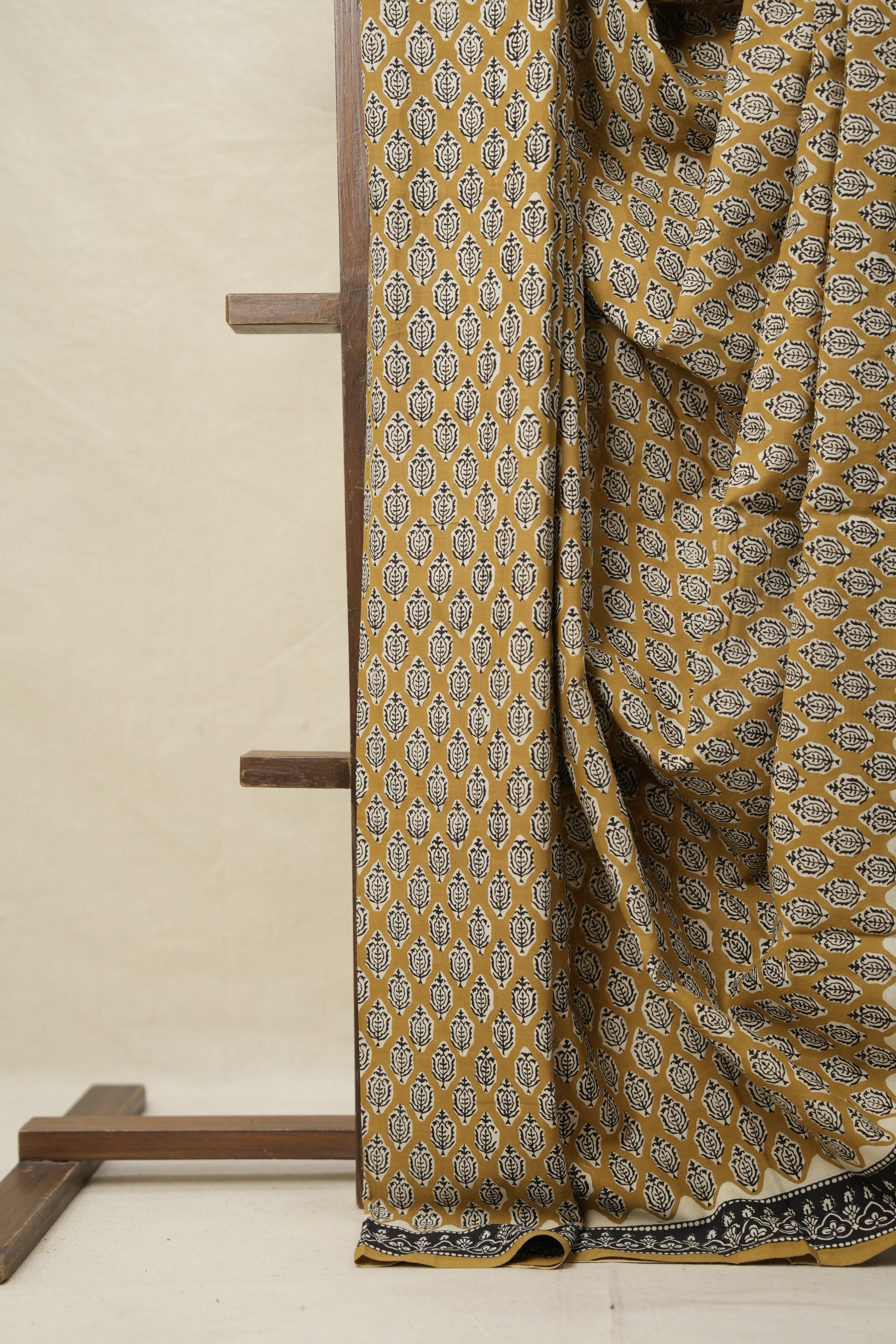 Dark Musturd HBP Cotton Saree - SRDMCS3196