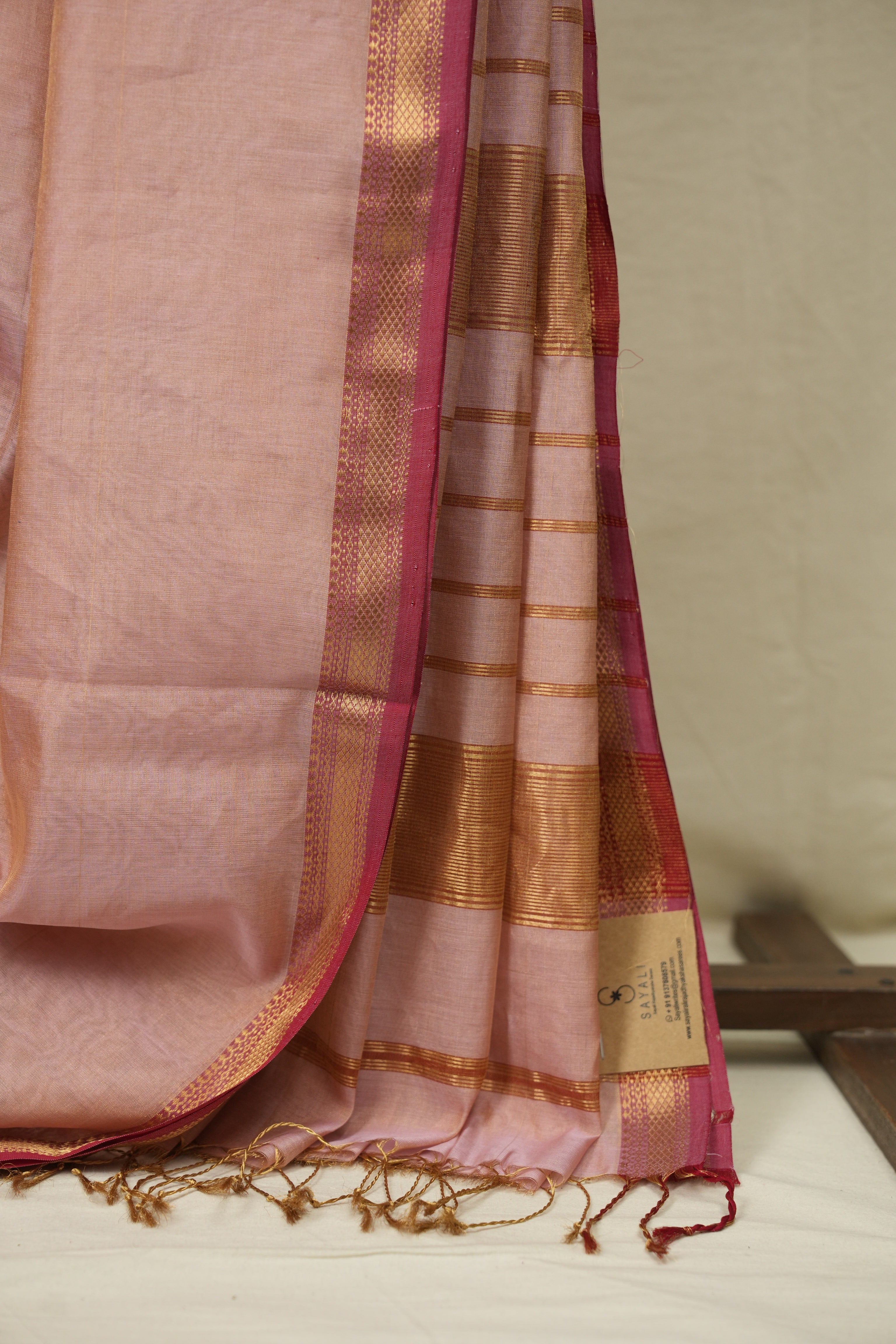 Mauve Maheshwari Tissue Saree - SRMMTS759