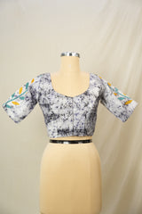 Off White Blue Cotton Blouse - SROWBCB16