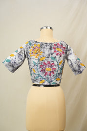 Off White Blue Cotton Blouse - SROWBCB16