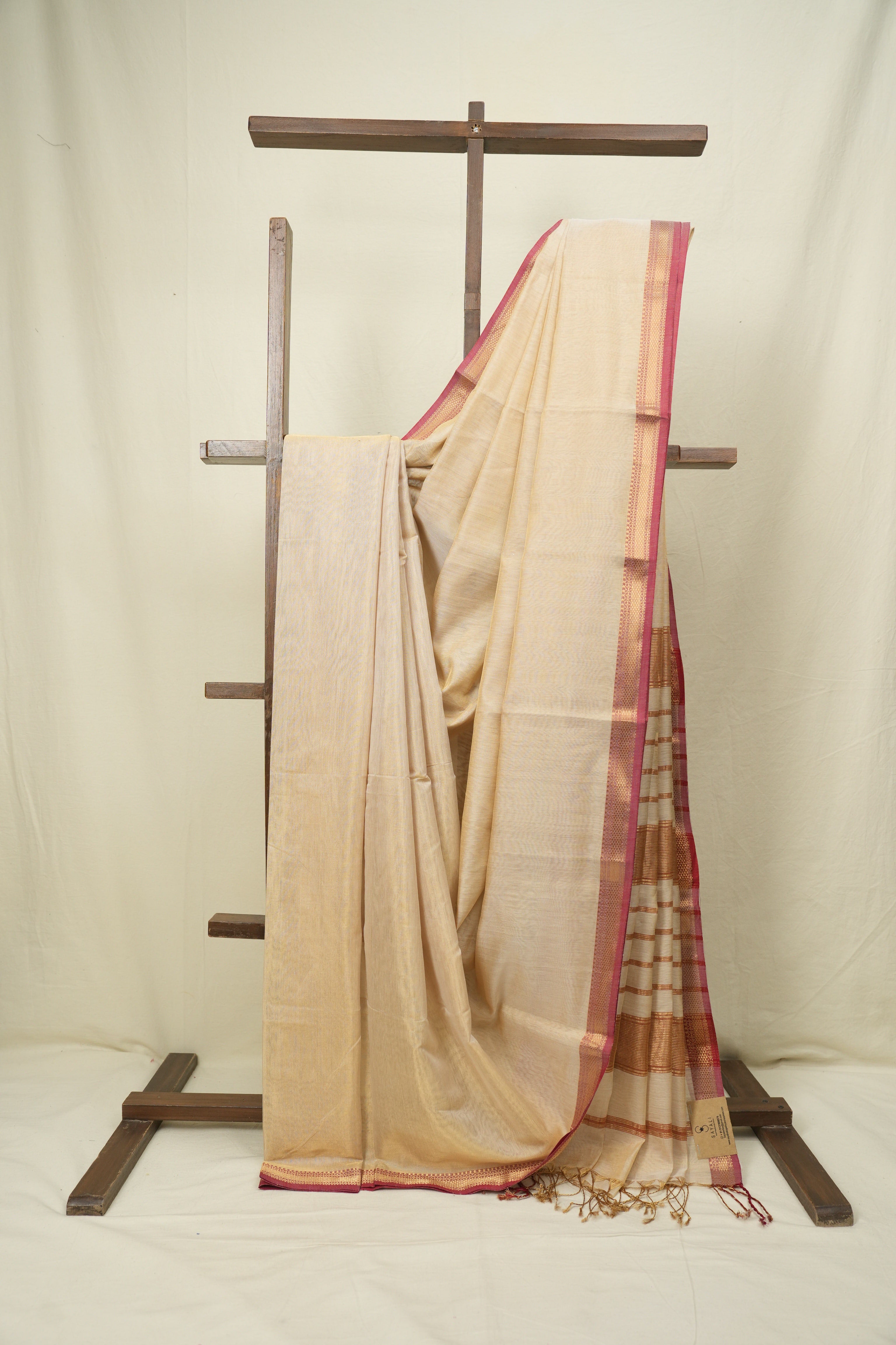 Cream Maheshwari Tissue Saree - SRCMTS766