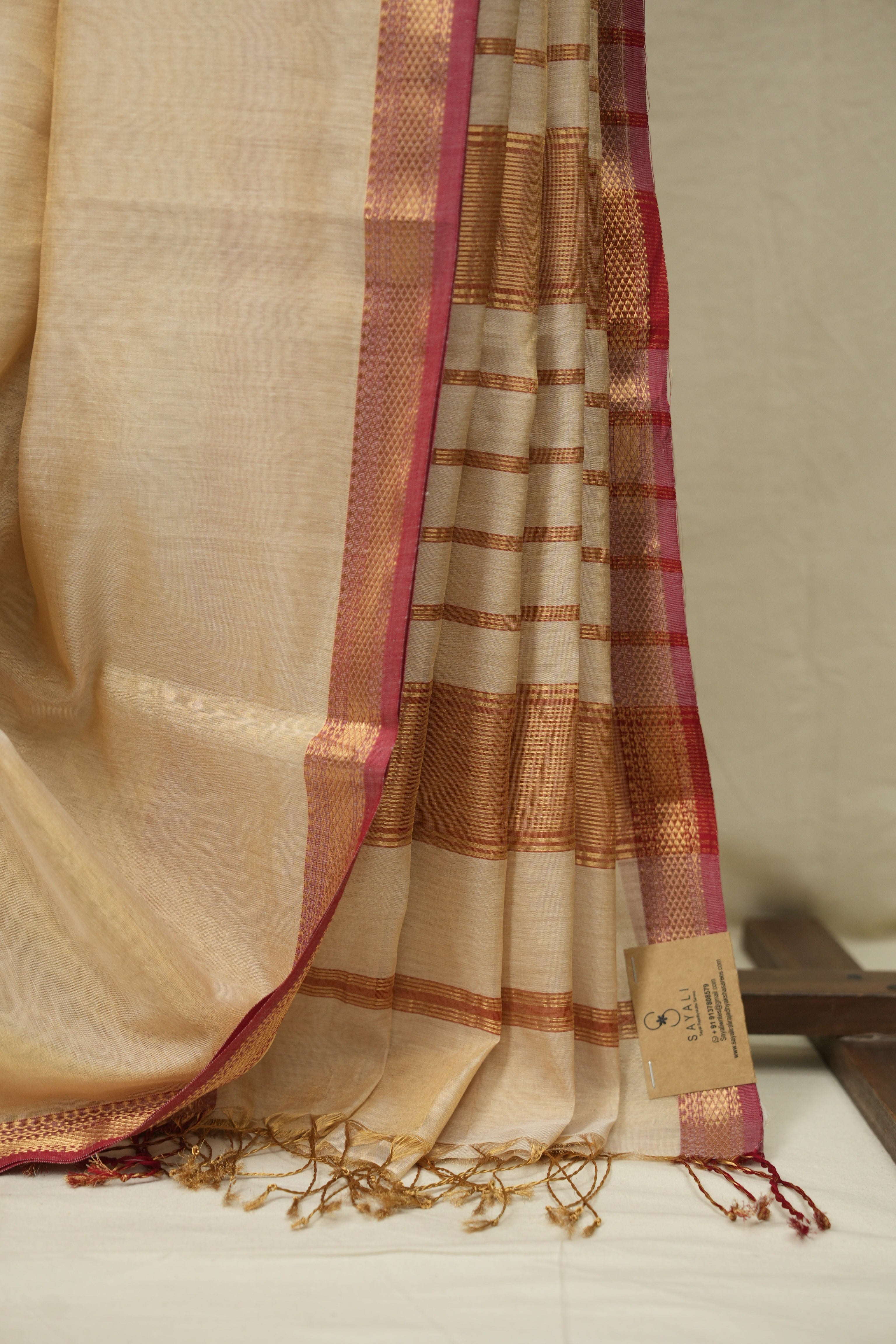Cream Maheshwari Tissue Saree - SRCMTS766