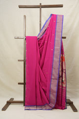 Rani Pink Cotton Paithani Saree - SRRPCPS599