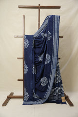 Indigo Blue HBP Cotton Saree - SRIBCS3144