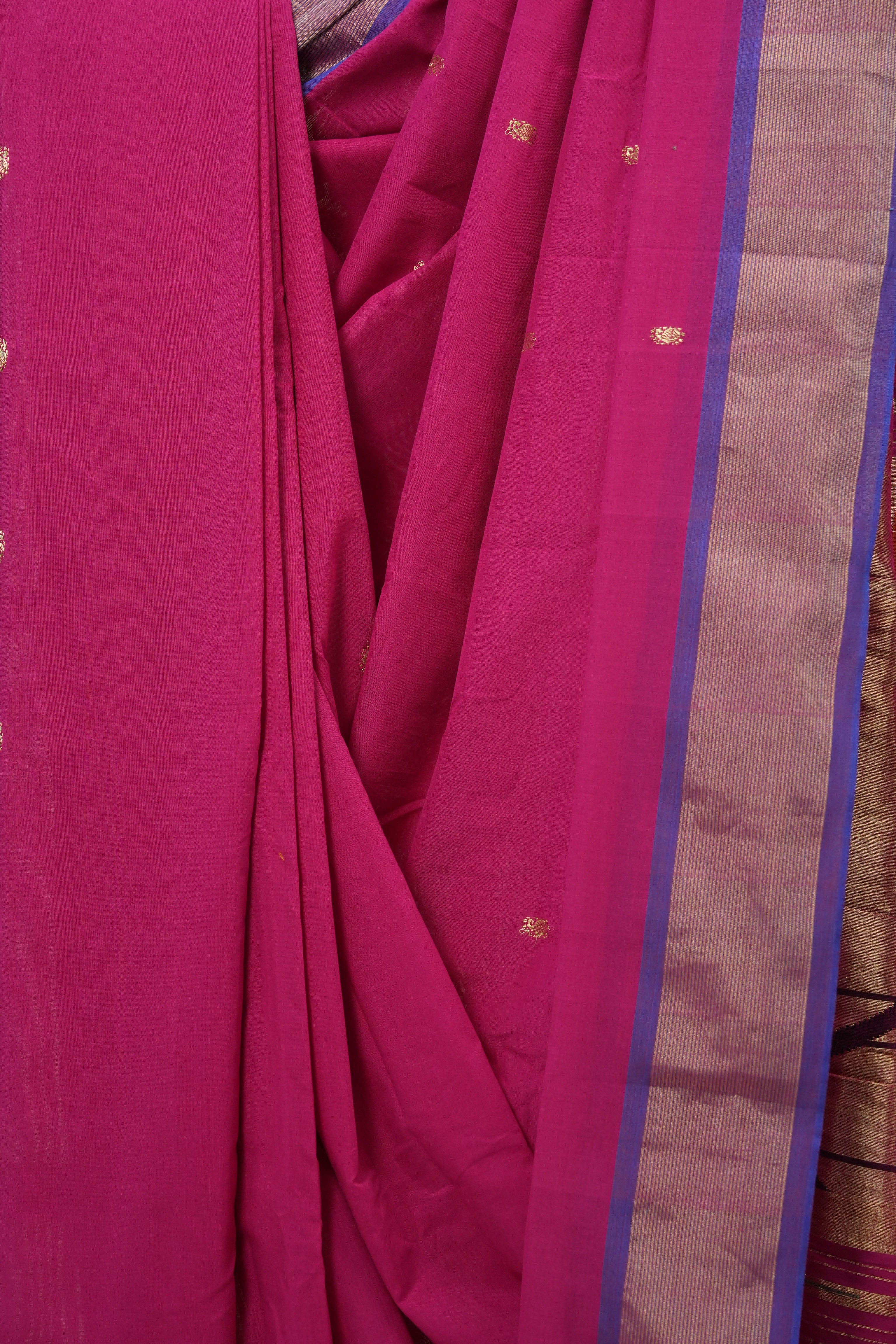Rani Pink Cotton Paithani Saree - SRRPCPS599