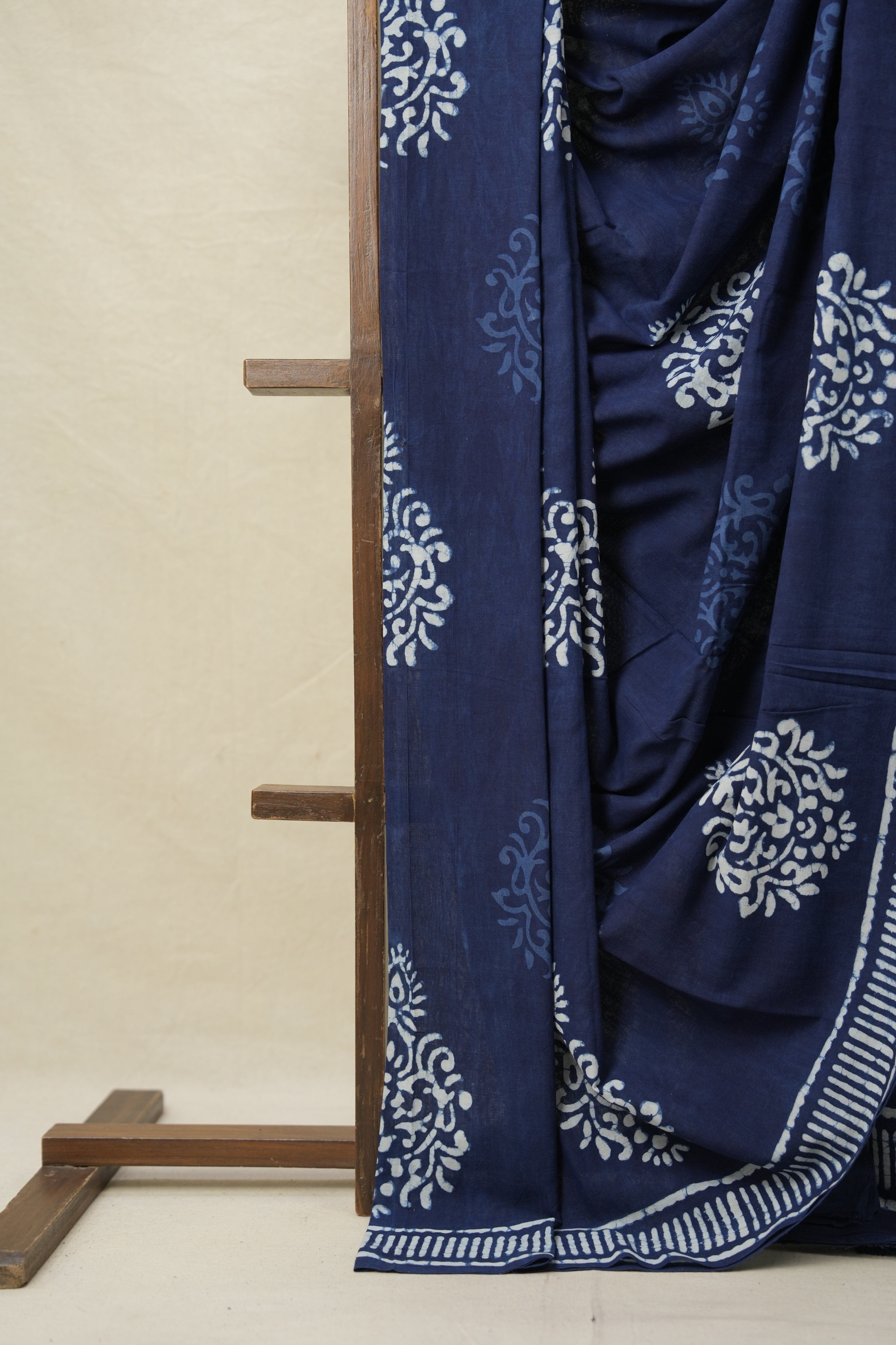 Indigo Blue HBP Cotton Saree - SRIBCS3144