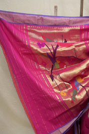 Rani Pink Cotton Paithani Saree - SRRPCPS599