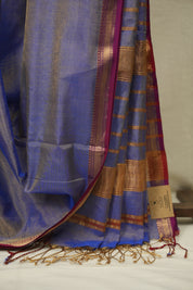 Blue Maheshwari Tissue Saree - SRBMTS763
