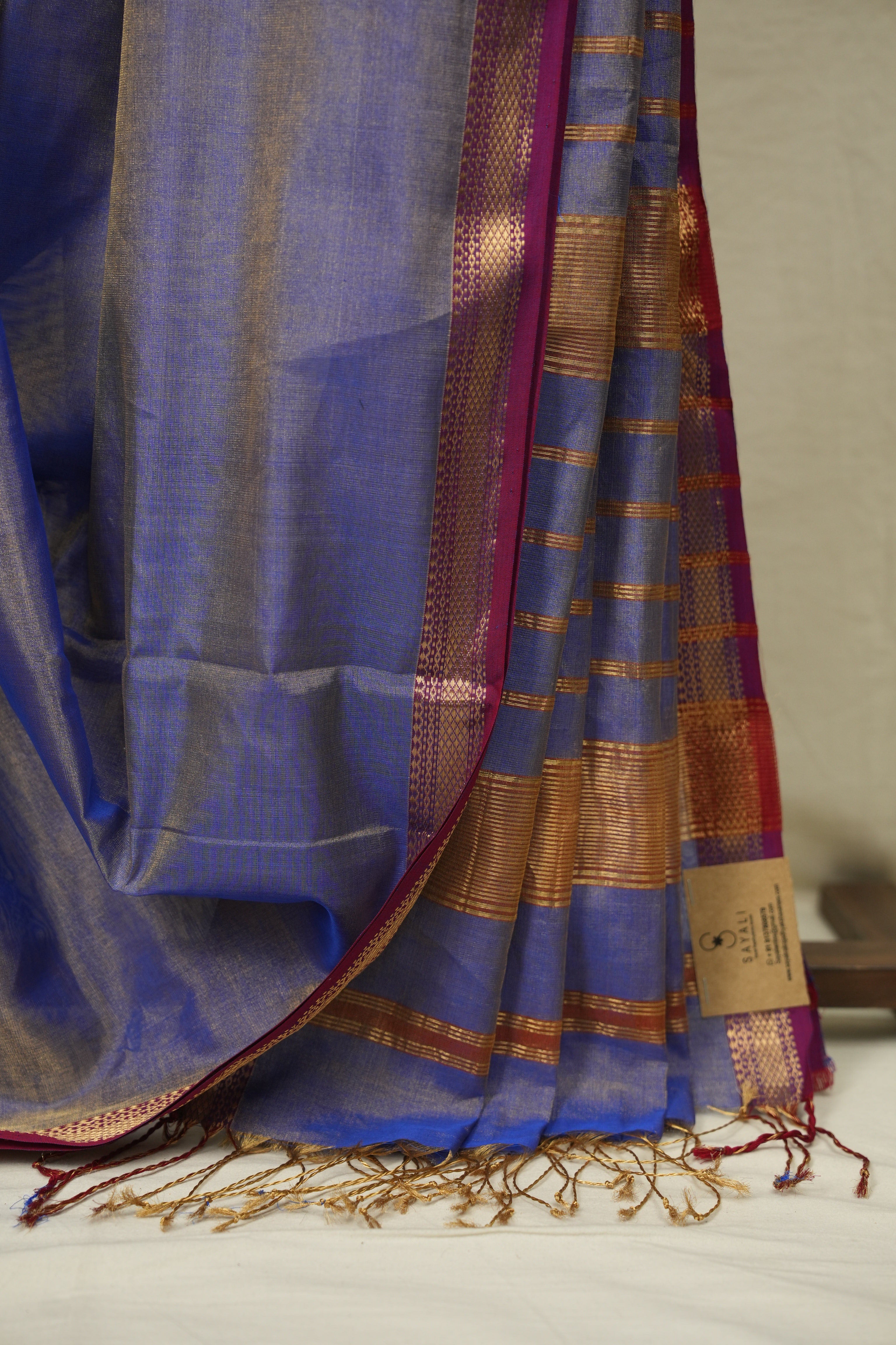 Blue Maheshwari Tissue Saree - SRBMTS763