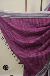 Magenta Checks Cotton Ilkal Saree With Chikki Border - SRMCIS867