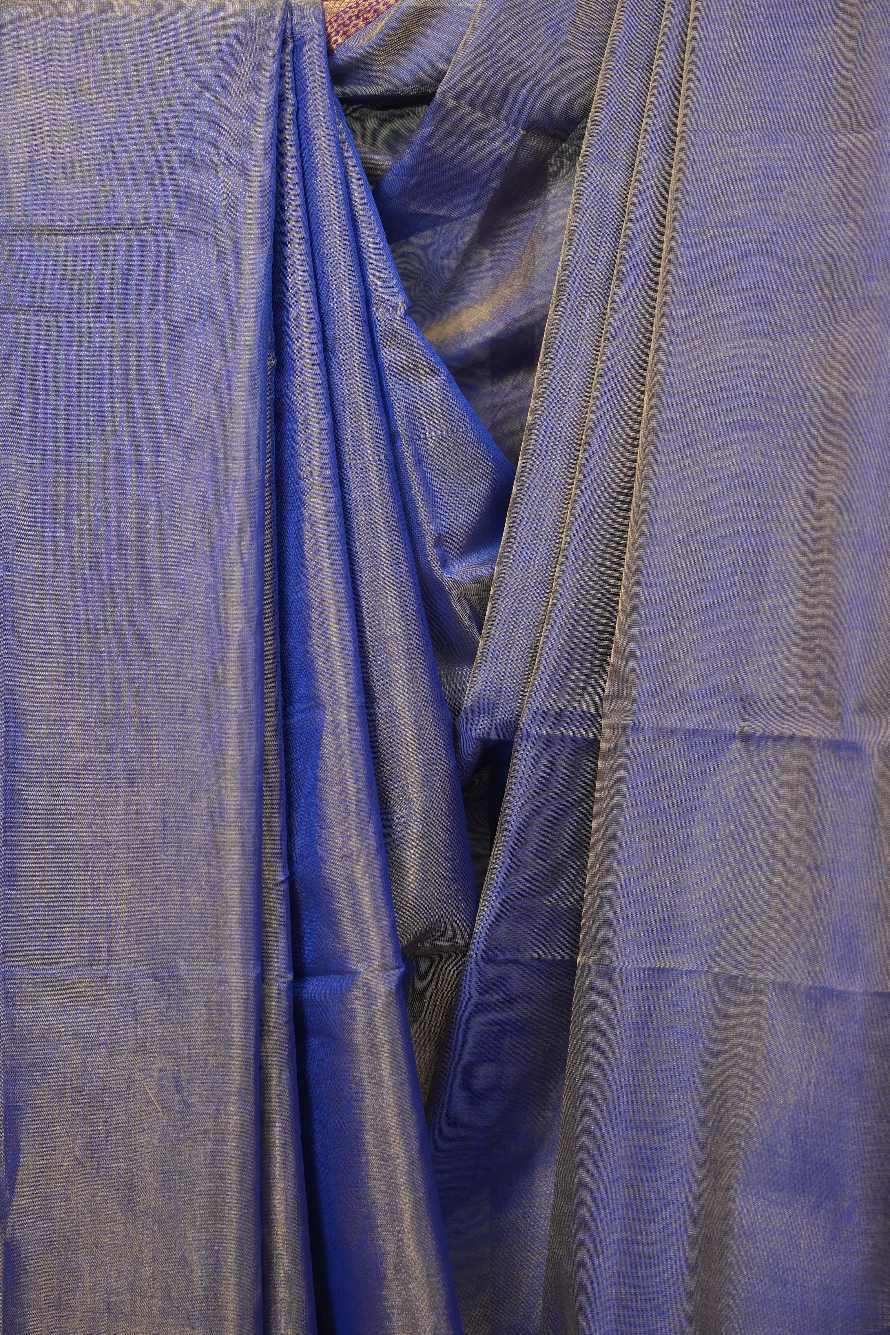 Blue Maheshwari Tissue Saree - SRBMTS763