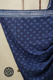 Indigo Blue HBP Cotton Saree - SRIBCS3144