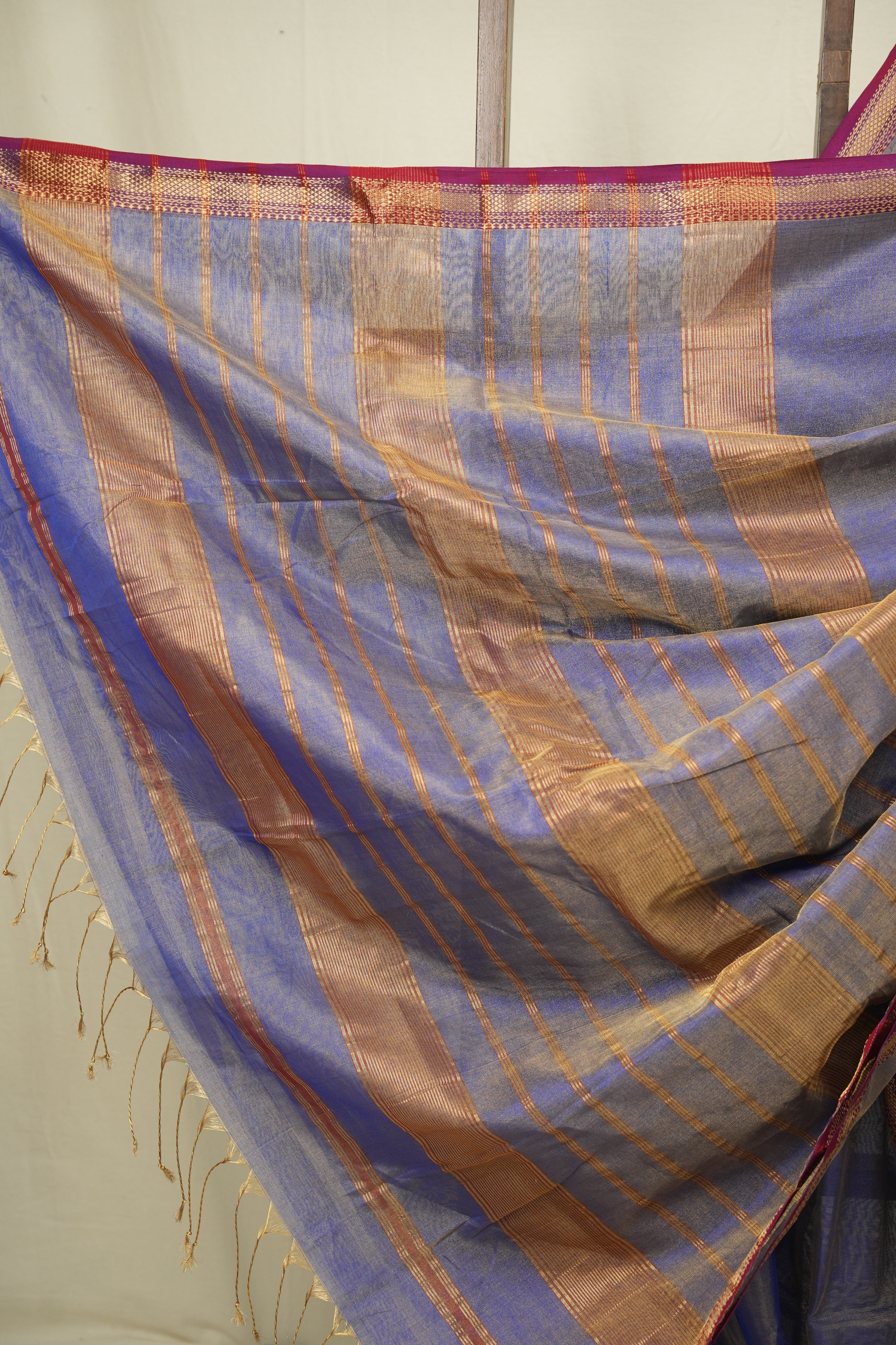 Blue Maheshwari Tissue Saree - SRBMTS763