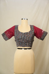 Black HBP Ajrakh Cotton Blouse - SRBACB30