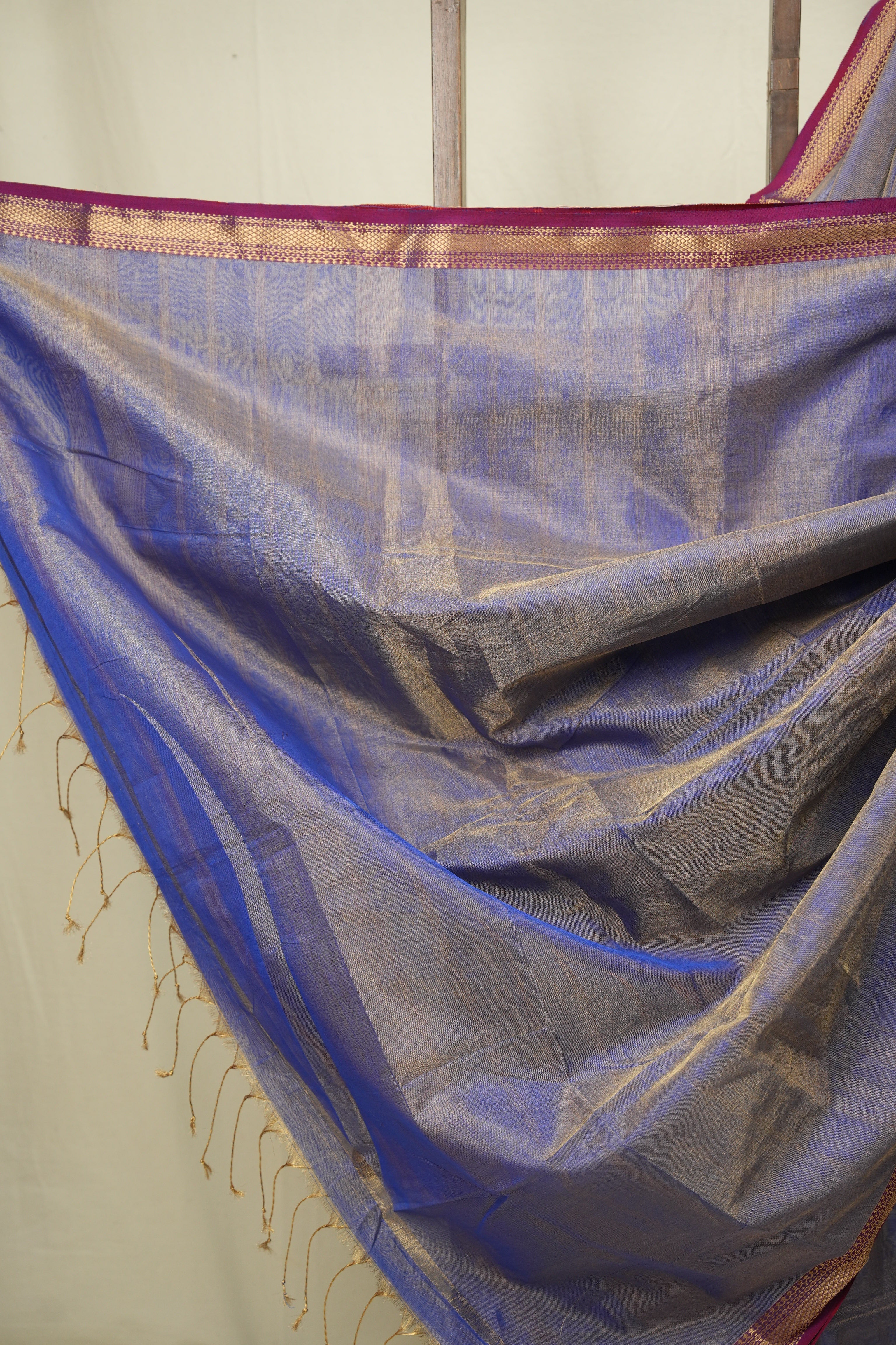 Blue Maheshwari Tissue Saree - SRBMTS763