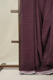 Maroon Checks Cotton Ilkal Saree With Chikki Border - SRMCIS869