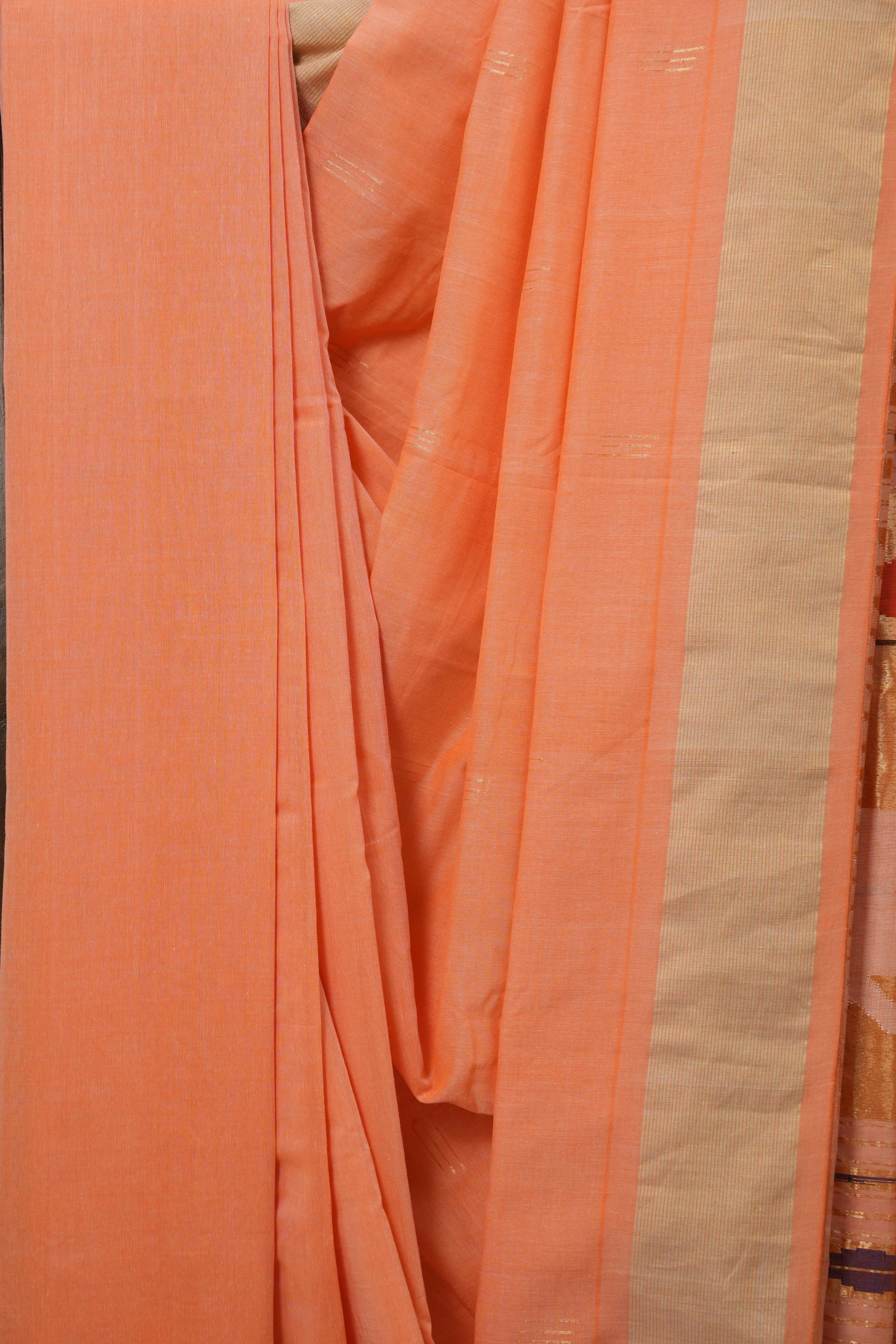 Orange Cotton Paithani Saree - SROCPS598