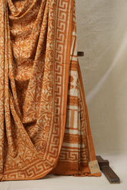 Ochre Orange HBP Cotton Saree - SROOCS3143
