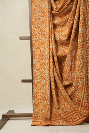 Ochre Orange HBP Cotton Saree - SROOCS3143