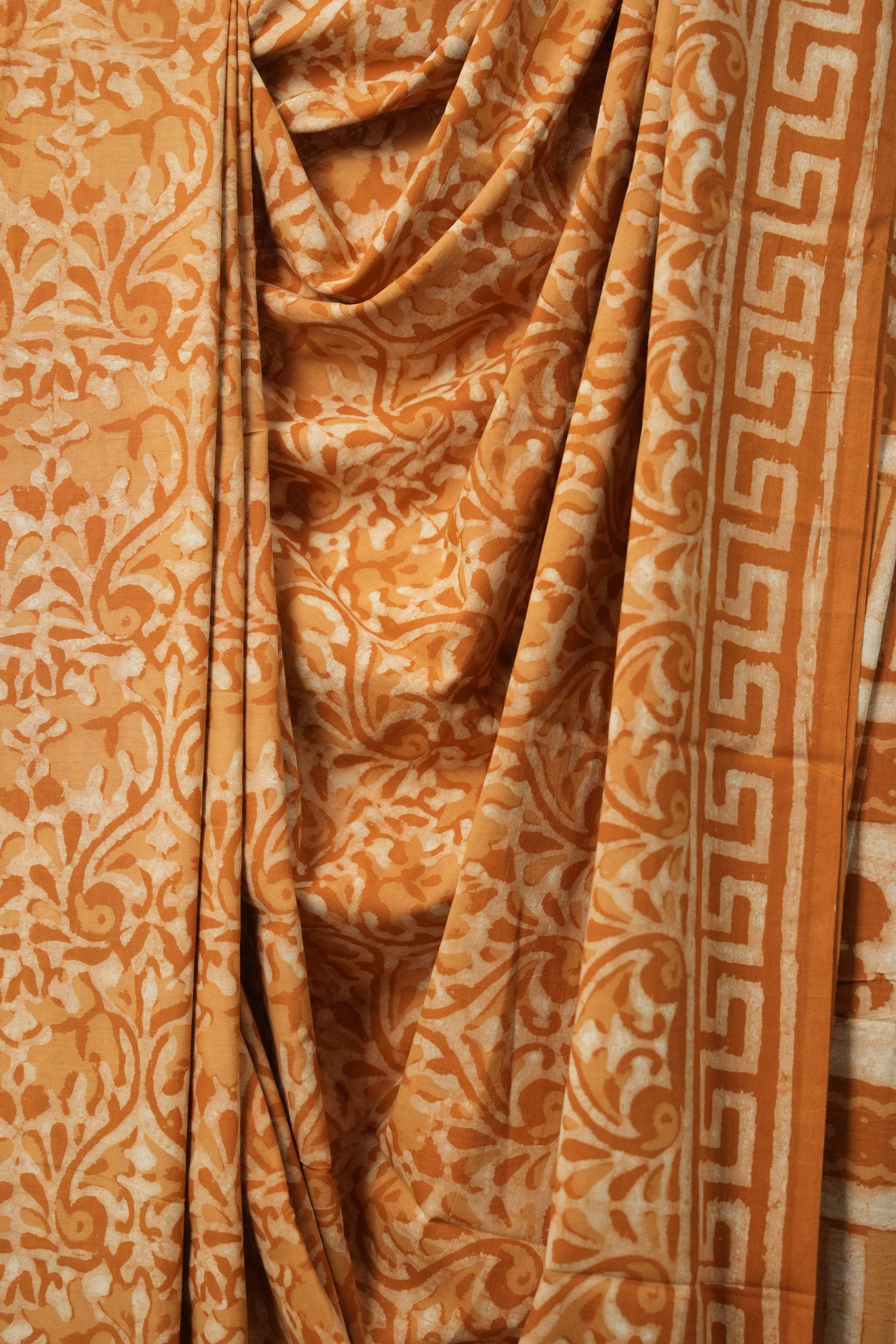 Ochre Orange HBP Cotton Saree - SROOCS3143