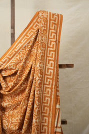 Ochre Orange HBP Cotton Saree - SROOCS3143