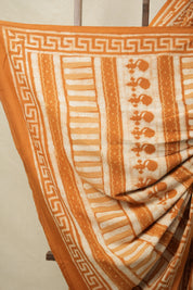Ochre Orange HBP Cotton Saree - SROOCS3143