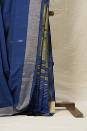 Navy Blue Cotton Paithani Saree - SRNBCPS605
