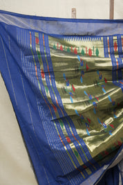 Navy Blue Cotton Paithani Saree - SRNBCPS605