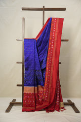 Navy Blue Pochampalli Silk Ikat Saree - SRNBPSIS217