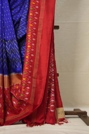 Navy Blue Pochampalli Silk Ikat Saree - SRNBPSIS217