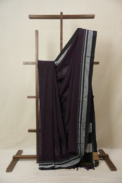 Deep Plum Cotton Ilkal Saree With Chikki Border - SRDPCIS862