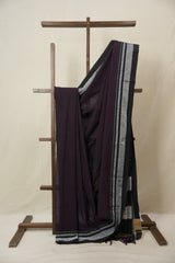 Deep Plum Cotton Ilkal Saree With Chikki Border - SRDPCIS862