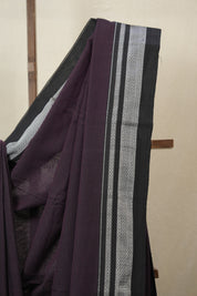 Deep Plum Cotton Ilkal Saree With Chikki Border - SRDPCIS862