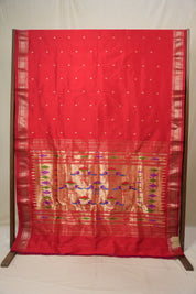 Red Silk Paithani Saree - SRRSPS780