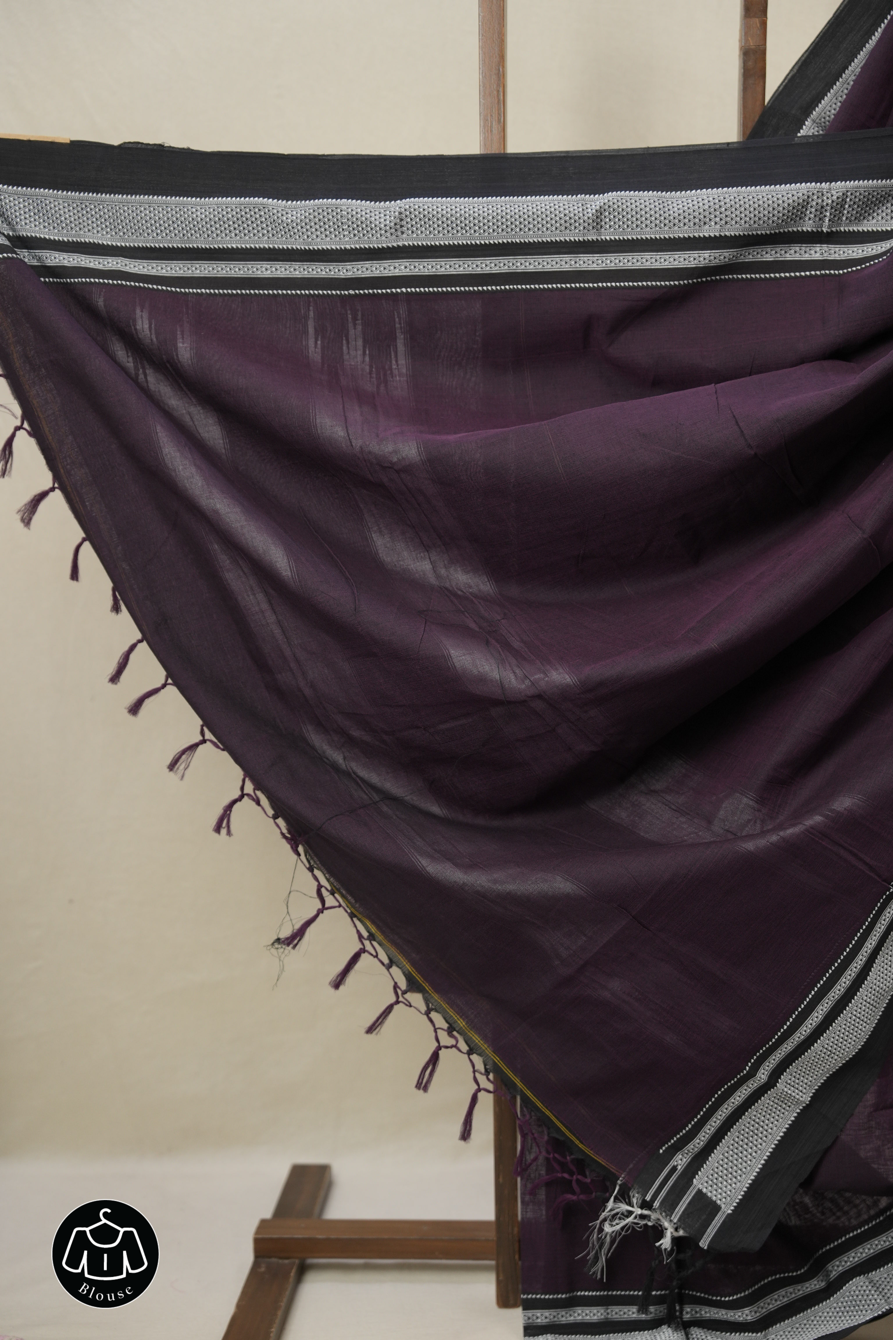 Deep Plum Cotton Ilkal Saree With Chikki Border - SRDPCIS862