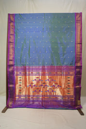 Two Tone Blue Silk Paithani Saree - SRTTBSPS779